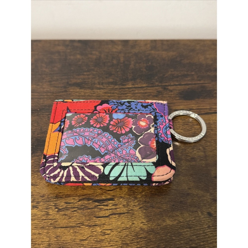 Vera Bradley Campus Double ID Case Wallet Card Holder w/Key Ring, FLORAL FIESTA